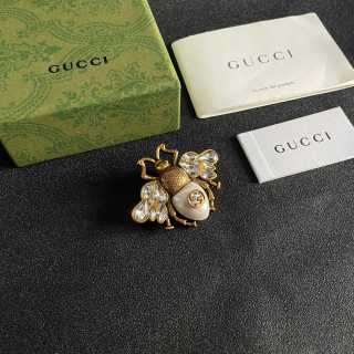 Gucci Bee Crystal Double G Brooch