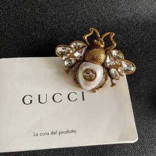 Gucci Bee Crystal Double G Brooch