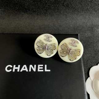 Chanel Vintage Butterfly Medallion Stud Earrings