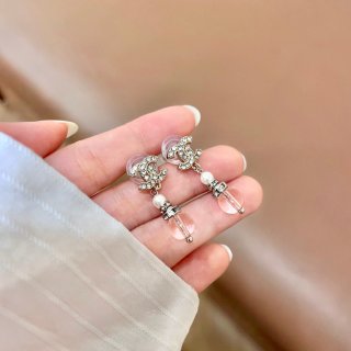 Chanel Romantic Floral Pearl Drop Stud Earrings