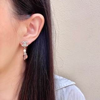 Chanel Romantic Floral Pearl Drop Stud Earrings