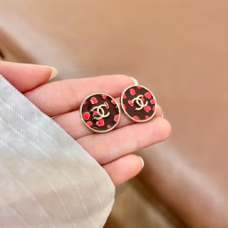 Chanel Vintage Enamel Round Stud Earrings