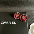 Chanel Vintage Enamel Round Stud Earrings