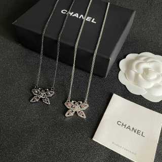 Chanel Crystal Bow Pendant Necklace