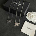 Chanel Crystal Bow Pendant Necklace
