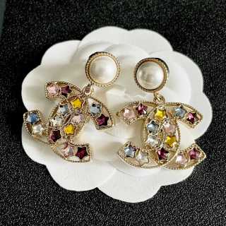 Chanel Signature Pearl Crystal CC Drop Earrings