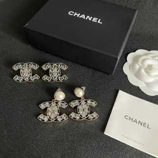Chanel Signature Pearl Crystal CC Drop Earrings