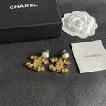 Chanel Elegant Pearl Signature Statement Earrings