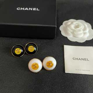 Chanel Timeless Round Signature Stud Earrings