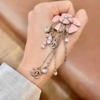 Chanel Elegant Floral Pearl Tassel Brooch