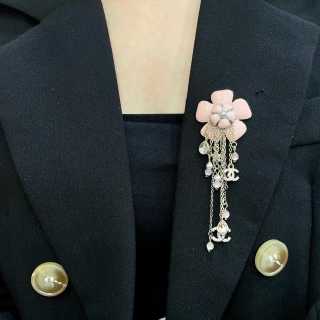 Chanel Elegant Floral Pearl Tassel Brooch