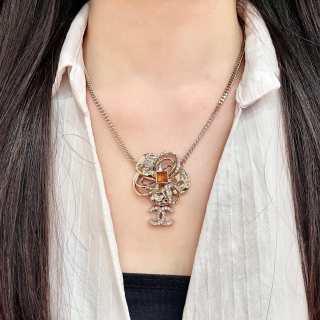 Chanel Vintage Crystal Charm Pendant Necklace