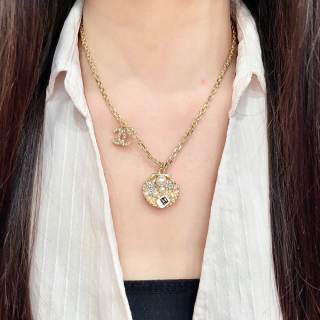 Chanel Elegant Gemstone Charm Necklace