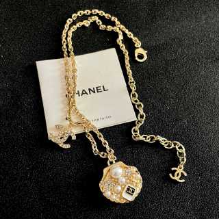 Chanel Elegant Gemstone Charm Necklace
