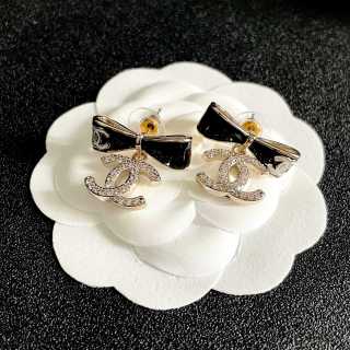 Chanel Elegant Bow CC Drop Stud Earrings