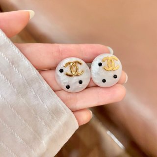Chanel Color Pop Round Enamel Earrings