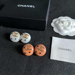 Chanel Color Pop Round Enamel Earrings
