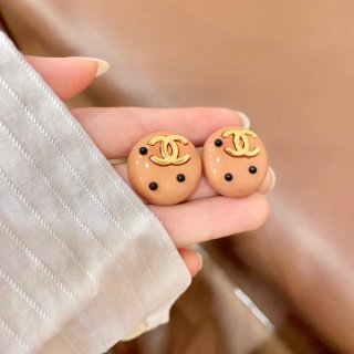 Chanel Color Pop Round Enamel Earrings