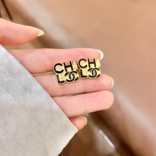 Chanel Vintage Letter Logo Stud Earrings