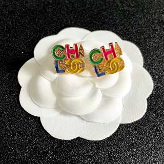 Chanel Vintage Letter Logo Stud Earrings