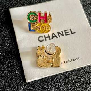 Chanel Vintage Letter Logo Stud Earrings
