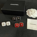 Chanel Vintage Enamel Square Stud Earrings