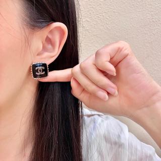 Chanel Vintage Enamel Square Stud Earrings