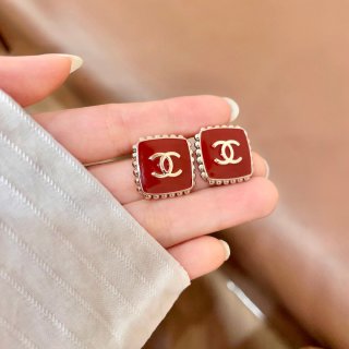 Chanel Vintage Enamel Square Stud Earrings