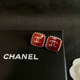 Chanel Vintage Enamel Square Stud Earrings