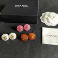 Chanel Colorful Enamel Disc Stud Earrings