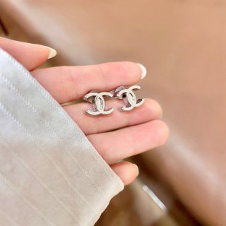 Chanel Minimal Interlocking CC Stud Earrings