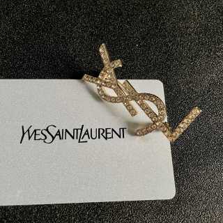 YSL Cassandre Crystal Monogram Brooch