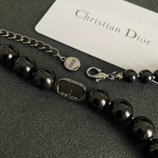 Dior Noctelle Obsidian Pearl Bead Choker Necklace