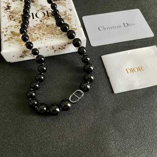 Dior Noctelle Obsidian Pearl Bead Choker Necklace