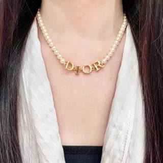 Dior Seraphina Pearl Letter Choker Necklace