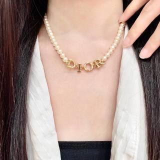 Dior Seraphina Pearl Letter Choker Necklace
