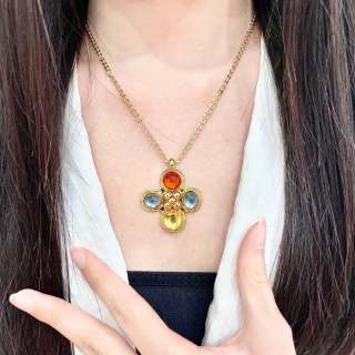 YSL Lumière Gemstone Medallion Necklace