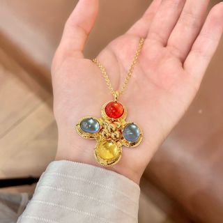YSL Lumière Gemstone Medallion Necklace