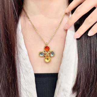 YSL Lumière Gemstone Medallion Necklace
