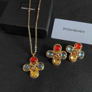 YSL Lumière Gemstone Cluster Earrings