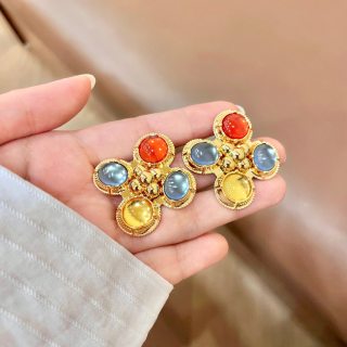 YSL Lumière Gemstone Cluster Earrings