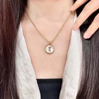 YSL Monogram Medallion Chain Necklace