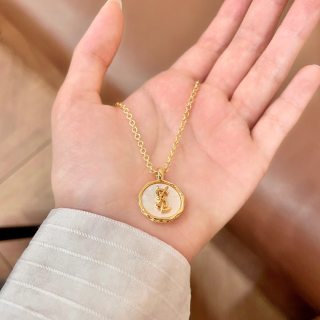 YSL Monogram Medallion Chain Necklace