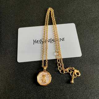 YSL Monogram Medallion Chain Necklace
