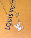 Louis Vuitton Crystal LV Initial Pendant Necklace