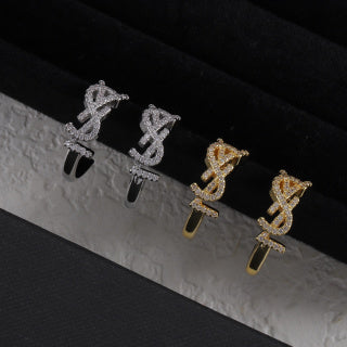 YSL Crystal Cassandre Butterfly Stud Earrings