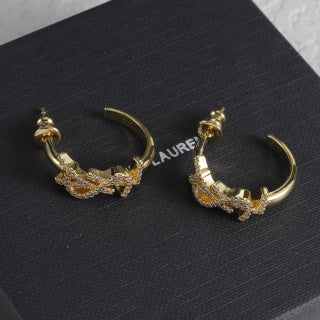 YSL Crystal Cassandre Butterfly Stud Earrings