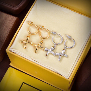 FENDI Ribbon FF Hoop Stud Earrings