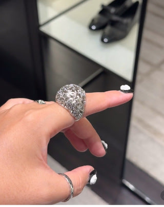 CHANEL Valerisse Silver Ornamental Statement Ring