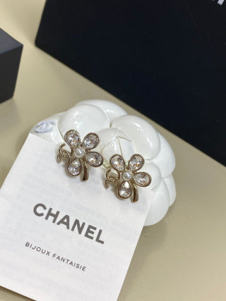 CHANEL Bellamira Crystal Bloom Stud Earrings